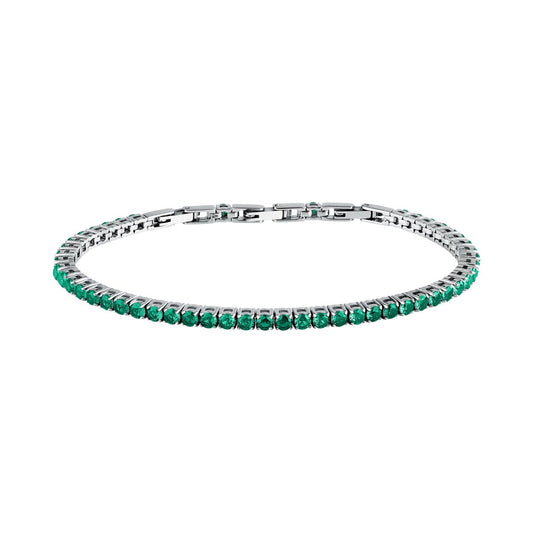 Bracciale Uomo Morellato Club SABV02 Tennis in Acciaio Silver con Pietre Verdi 18,5+3,5 cm - Arena Gioielli  - Morellato