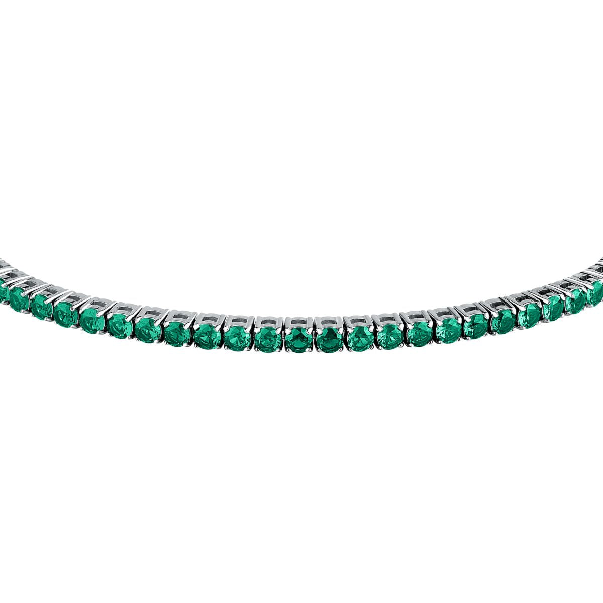 Bracciale Uomo Morellato Club SABV02 Tennis in Acciaio Silver con Pietre Verdi 18,5+3,5 cm - Morellato
