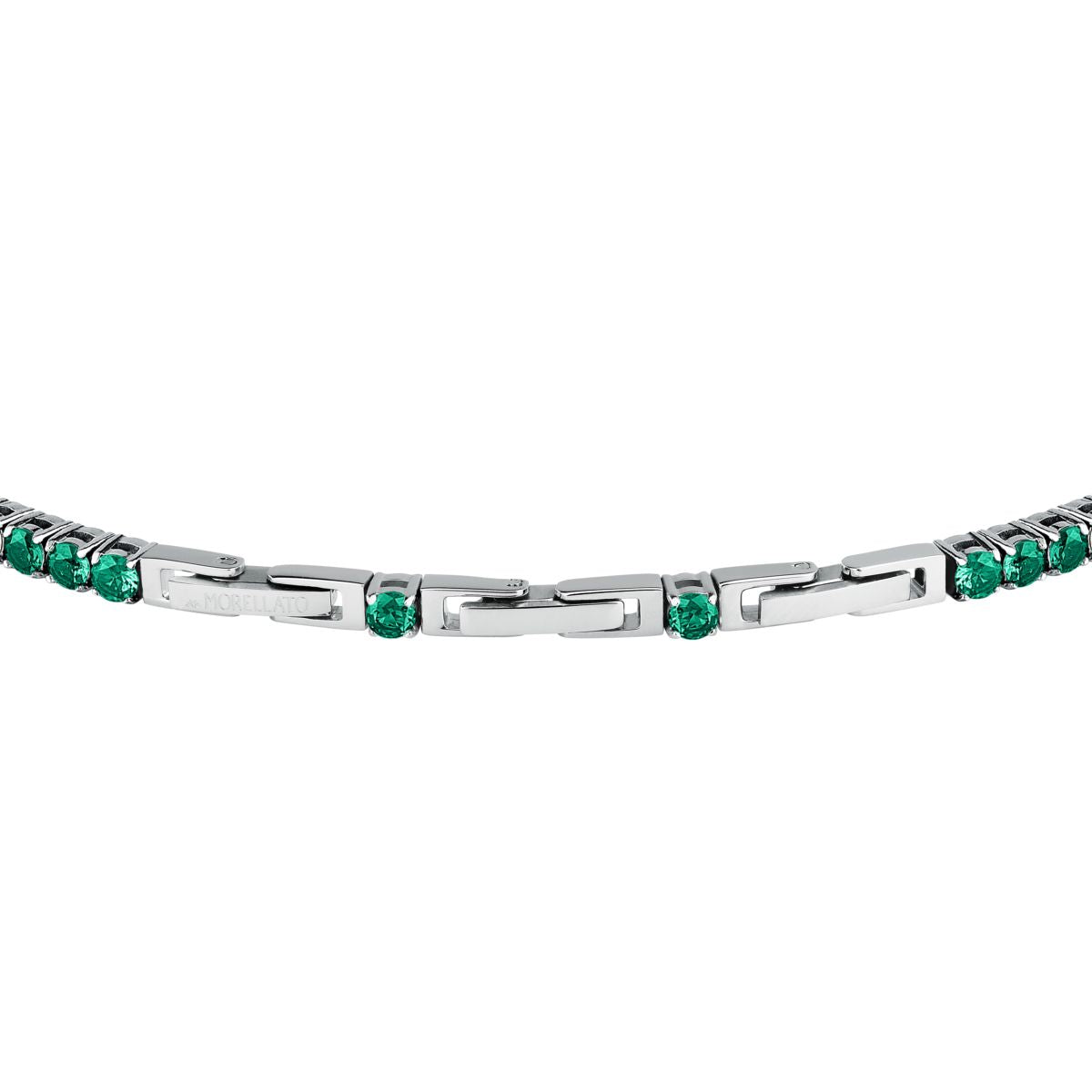 Bracciale Uomo Morellato Club SABV02 Tennis in Acciaio Silver con Pietre Verdi 18,5+3,5 cm - Morellato