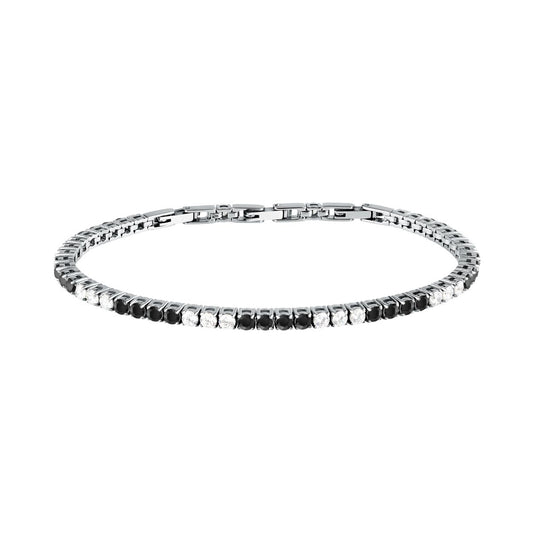 Bracciale Uomo Morellato Club SABV03 Tennis in Acciaio Silver con Zirconi Bianchi e Neri 18,5+3,5 cm - Arena Gioielli  - Morellato