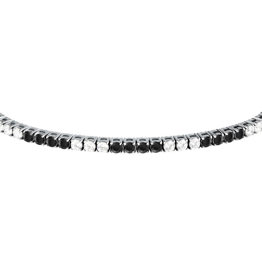 Bracciale Uomo Morellato Club SABV03 Tennis in Acciaio Silver con Zirconi Bianchi e Neri 18,5+3,5 cm - Arena Gioielli - Morellato