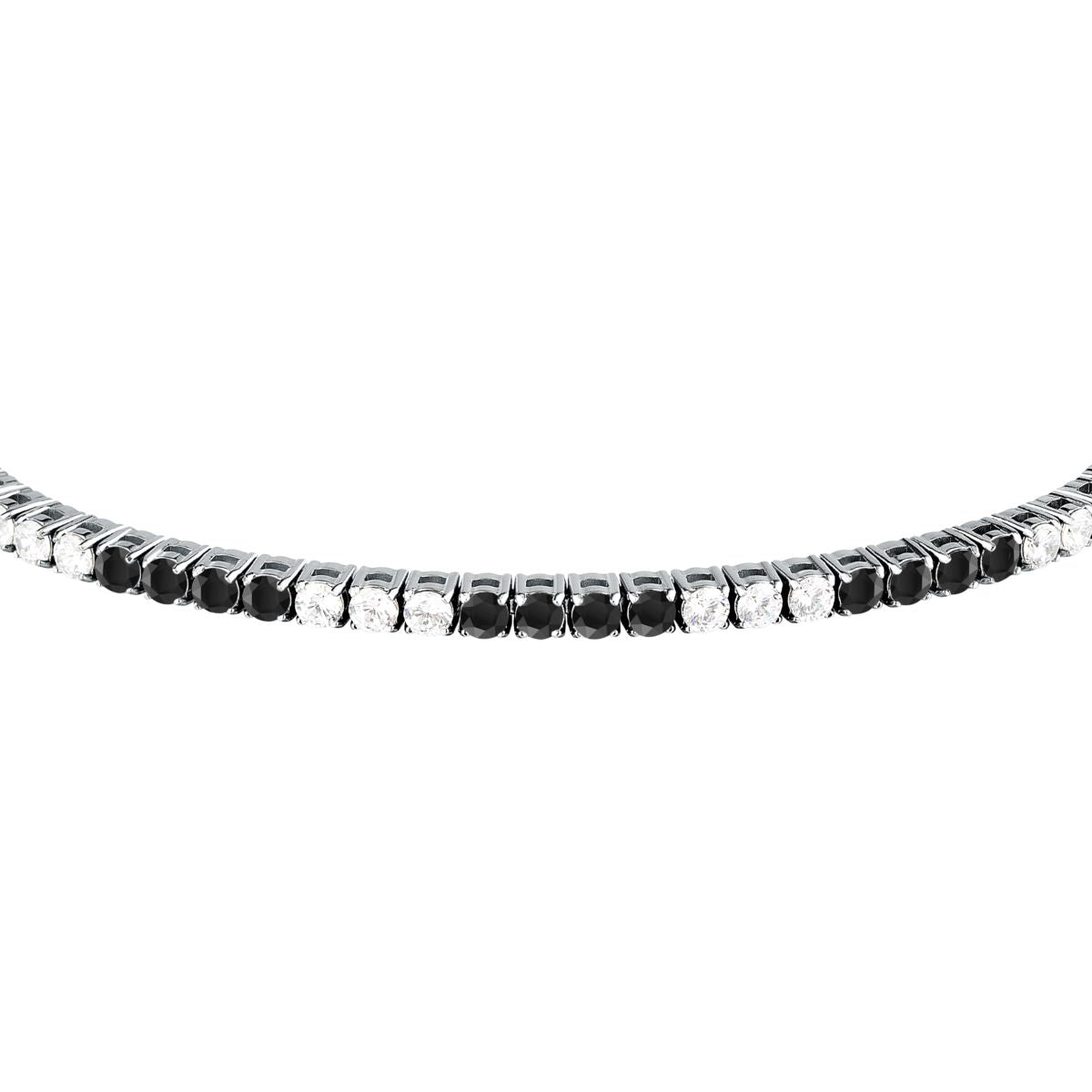 Bracciale Uomo Morellato Club SABV03 Tennis in Acciaio Silver con Zirconi Bianchi e Neri 18,5+3,5 cm - Morellato
