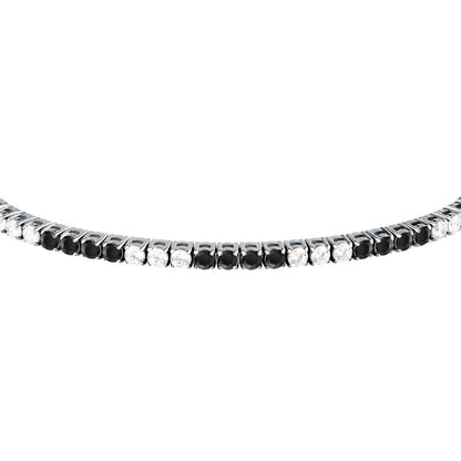 Bracciale Uomo Morellato Club SABV03 Tennis in Acciaio Silver con Zirconi Bianchi e Neri 18,5+3,5 cm