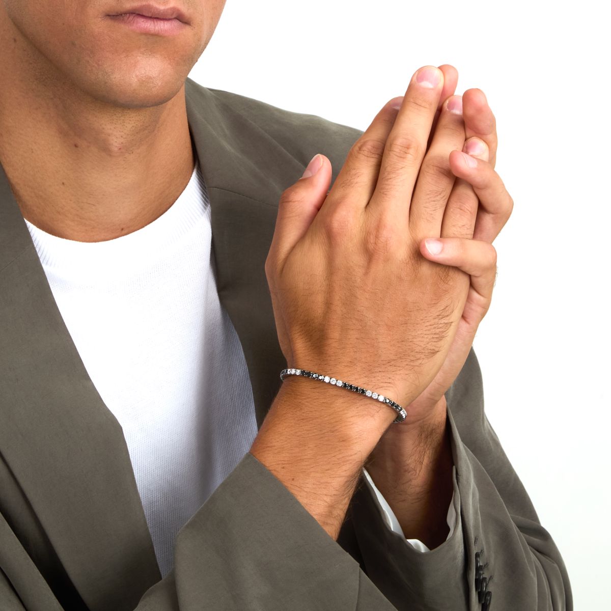Bracciale Uomo Morellato Club SABV03 Tennis in Acciaio Silver con Zirconi Bianchi e Neri 18,5+3,5 cm - Morellato
