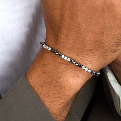 Bracciale Uomo Morellato Club SABV03 Tennis in Acciaio Silver con Zirconi Bianchi e Neri 18,5+3,5 cm