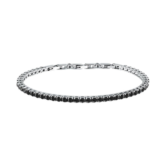 Bracciale Uomo Morellato Club SABV06 Tennis in Acciaio Silver con Zirconi Neri 18,5+3,5 cm - Arena Gioielli  - Morellato