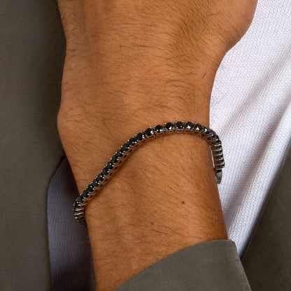 Bracciale Uomo Morellato Club SABV06 Tennis in Acciaio Silver con Zirconi Neri 18,5+3,5 cm