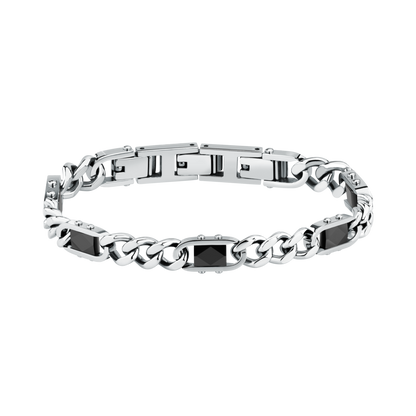 Bracciale Uomo Sector Ceramic a Catena in Acciaio Nero e Silver SAFR64