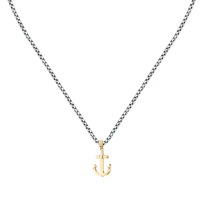 Collana Uomo Sector Marine con Pendente Ancora in Acciaio Silver e Oro SAGJ43