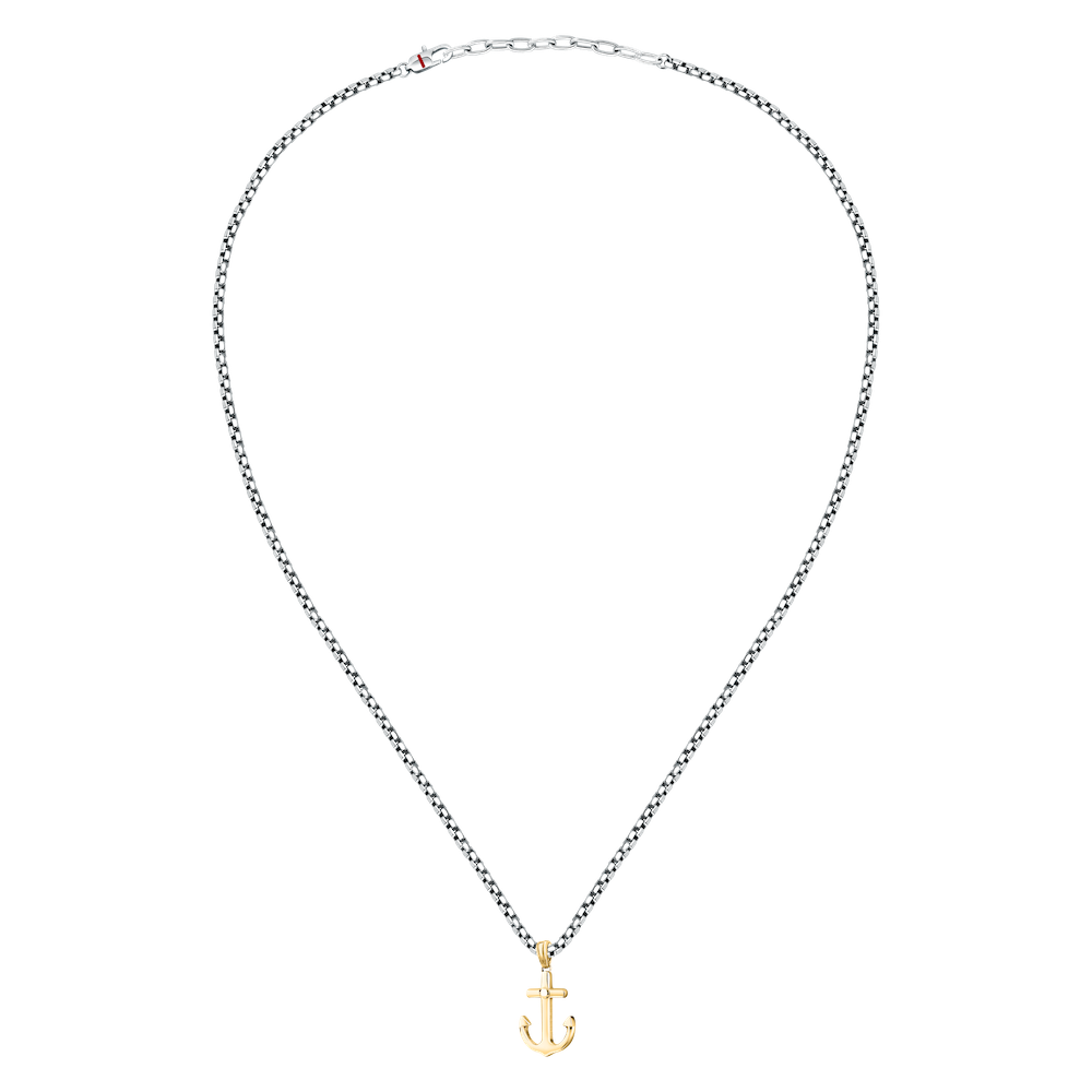 Collana Uomo Sector Marine con Pendente Ancora in Acciaio Silver e Oro SAGJ43 - Sector