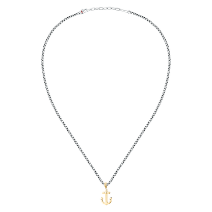 Collana Uomo Sector Marine con Pendente Ancora in Acciaio Silver e Oro SAGJ43