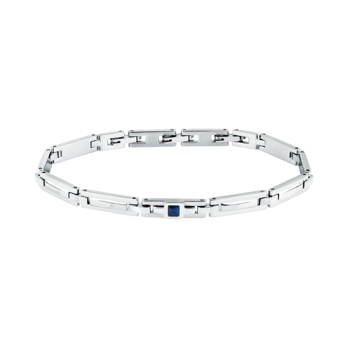 Bracciale Uomo Morellato Motown SALS129 a Catena in Acciaio Silver con Zircone Blu 18+3,5 cm - Morellato