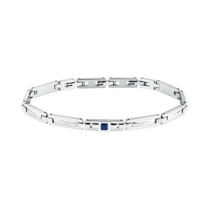 Bracciale Uomo Morellato Motown SALS129 a Catena in Acciaio Silver con Zircone Blu 18+3,5 cm