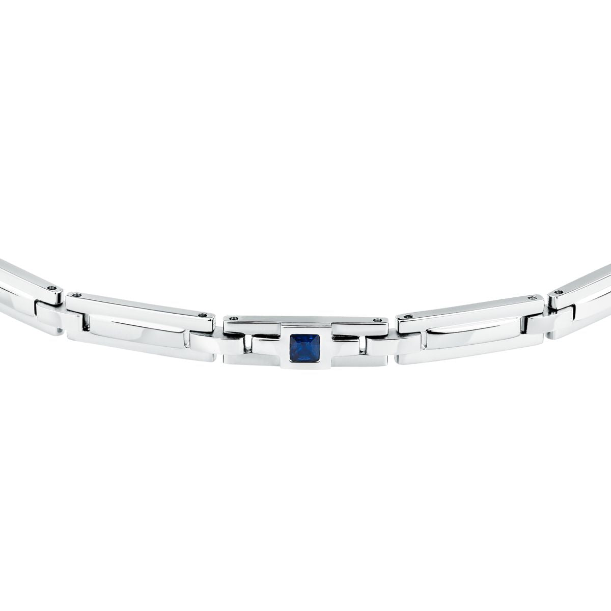 Bracciale Uomo Morellato Motown SALS129 a Catena in Acciaio Silver con Zircone Blu 18+3,5 cm - Morellato