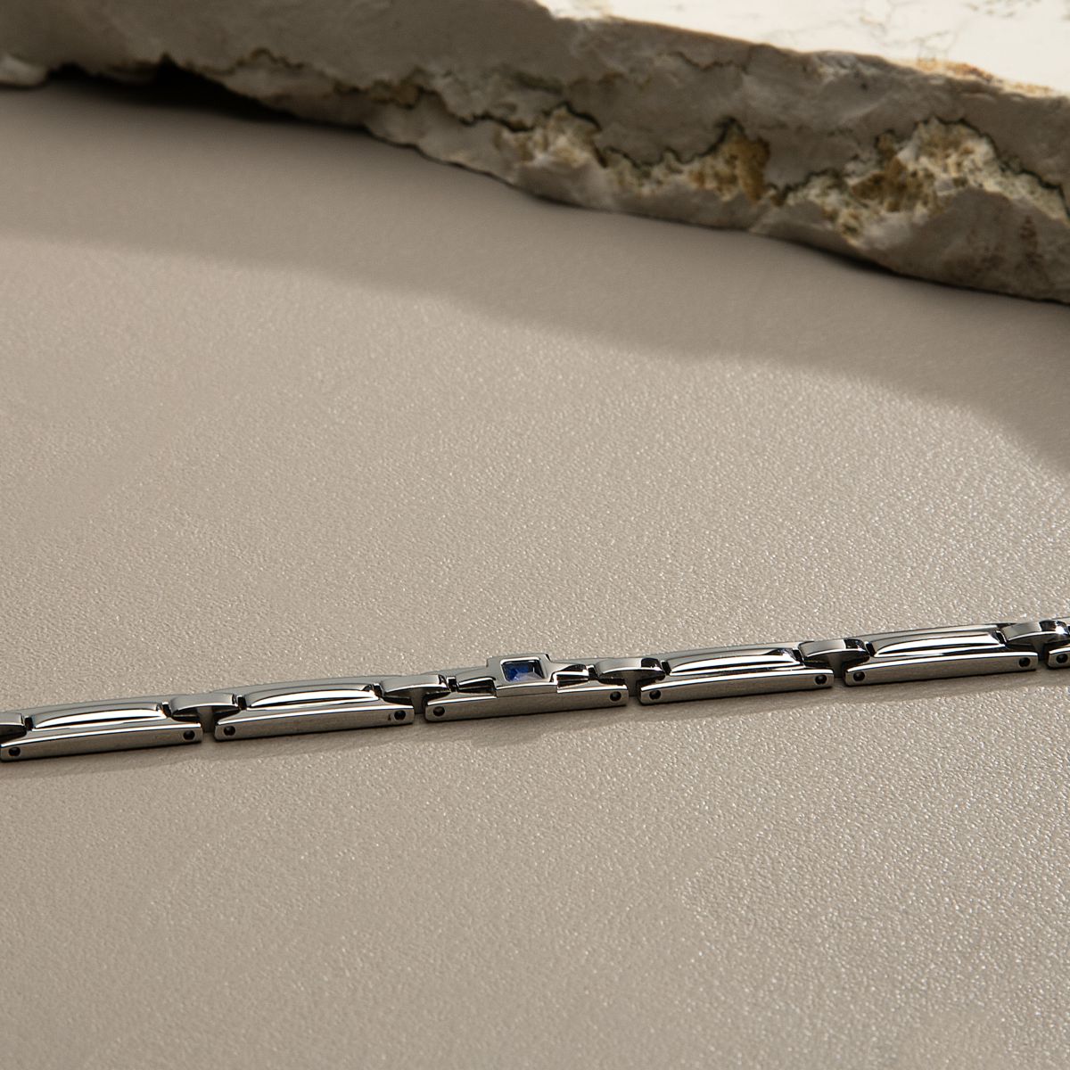 Bracciale Uomo Morellato Motown SALS129 a Catena in Acciaio Silver con Zircone Blu 18+3,5 cm - Morellato