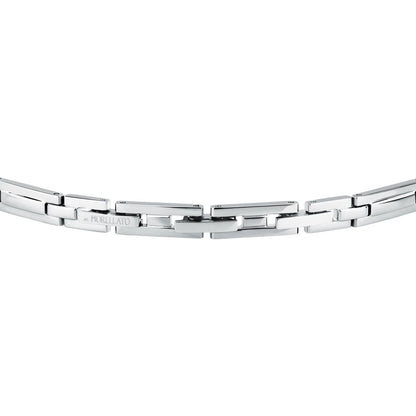 Bracciale Uomo Morellato Motown SALS130 a Catena in Acciaio Silver con Zirconi Blu 18+3,5 cm