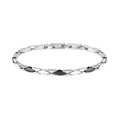 Bracciale Uomo Morellato Motown SALS132 a Catena in Acciaio Silver e Nero 18+3,5 cm