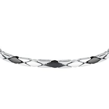 Bracciale Uomo Morellato Motown SALS132 a Catena in Acciaio Silver e Nero 18+3,5 cm