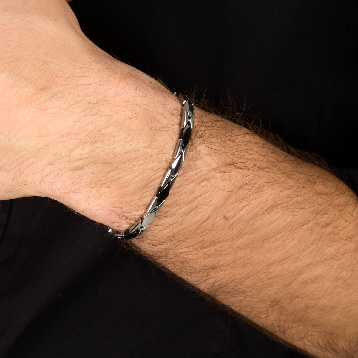 Bracciale Uomo Morellato Motown SALS132 a Catena in Acciaio Silver e Nero 18+3,5 cm - Morellato