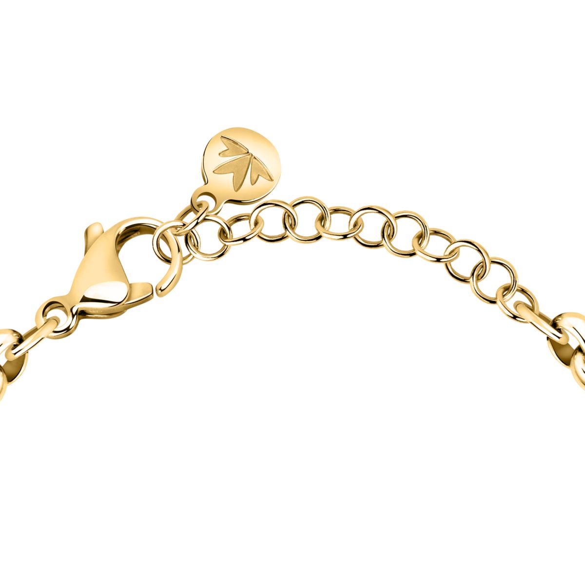 Bracciale Donna Morellato Vintage SAZJ10 a Catena in Acciaio Dorato con Elemento Cilindrico e Cristalli Bianchi 16+3 cm - Morellato