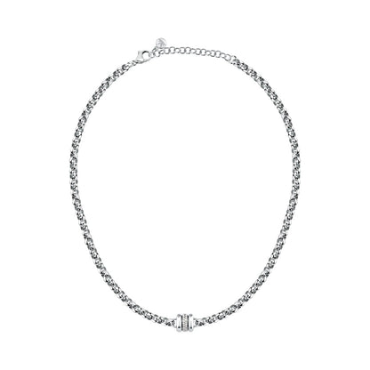 Collana Donna Morellato Vintage SAZJ12 a Catena in Acciaio Silver con Elemento Cilindrico e Cristalli Bianchi 40+5 cm