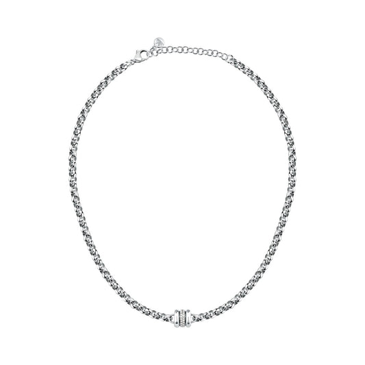 Collana Donna Morellato Vintage SAZJ12 a Catena in Acciaio Silver con Elemento Cilindrico e Cristalli Bianchi 40+5 cm - Morellato