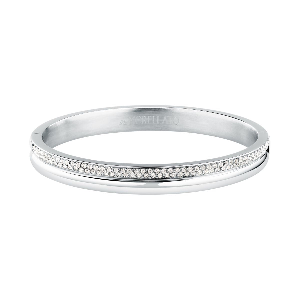 Bracciale Donna Morellato Vintage SAZJ13 Rigido in Acciaio Silver con Cristalli Bianchi 6x5 cm - Morellato