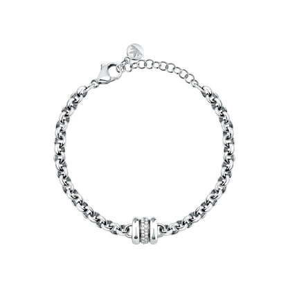 Bracciale Donna Morellato Vintage SAZJ14 a Catena in Acciaio Silver con Elemento Cilindrico e Cristalli Bianchi 16+3 cm