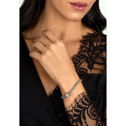 Bracciale Donna Morellato Vintage SAZJ14 a Catena in Acciaio Silver con Elemento Cilindrico e Cristalli Bianchi 16+3 cm
