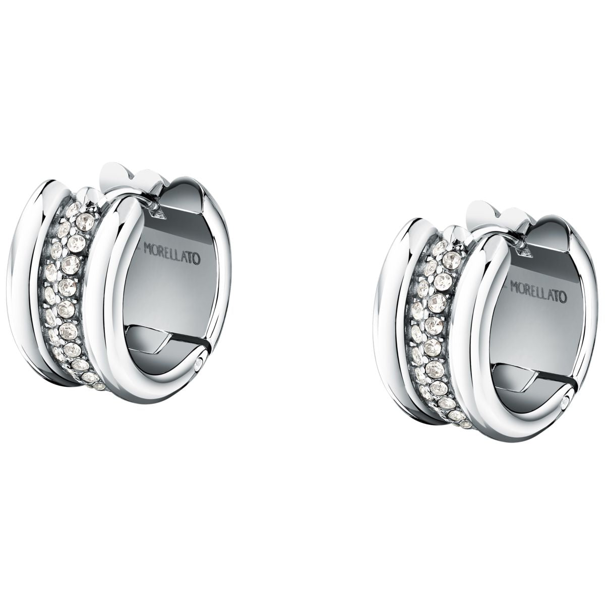 Orecchini Donna Morellato Vintage SAZJ15 a Cerchio in Acciaio Silver con Cristalli Bianchi 16 mm - Morellato