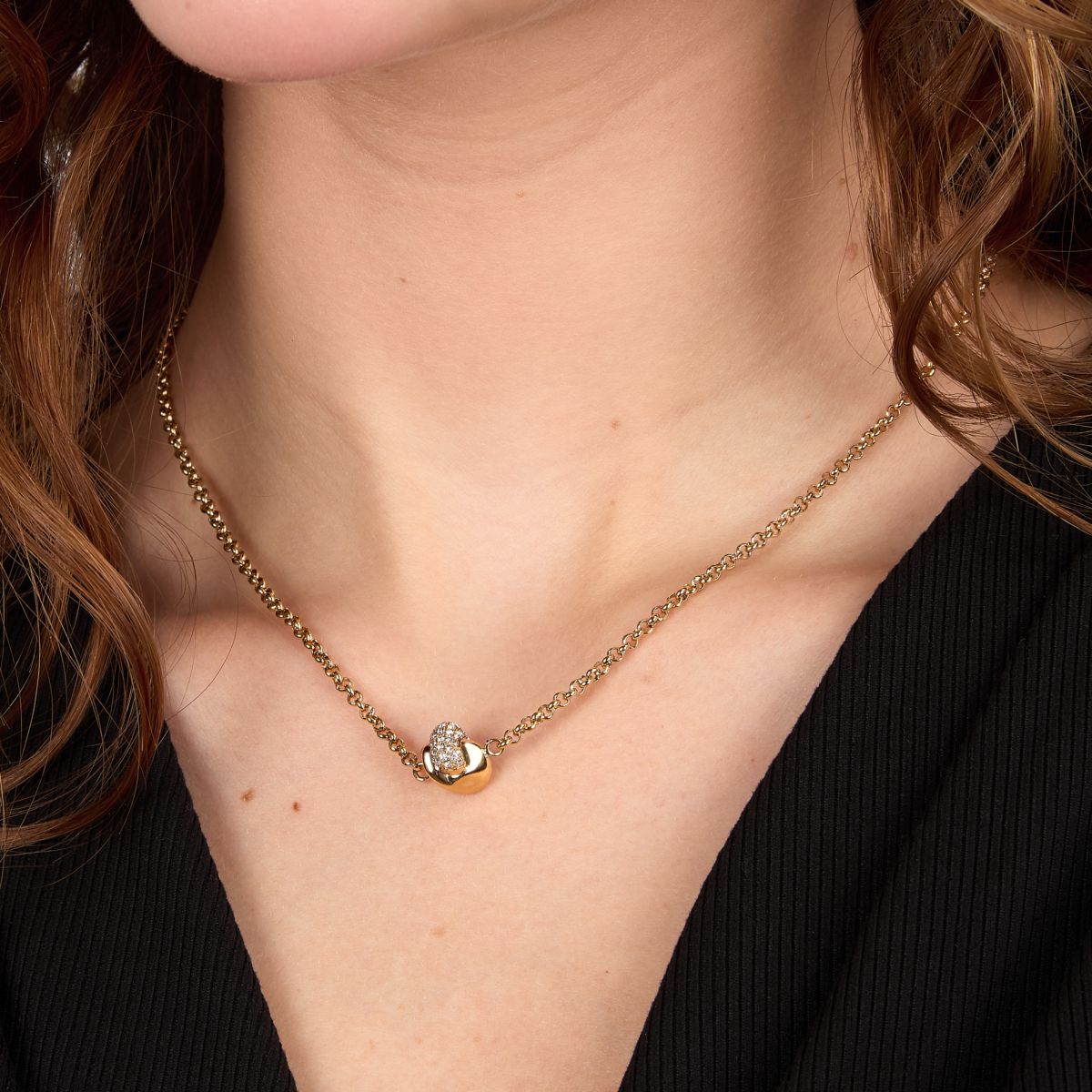 Collana Donna Morellato Legame Pendente in Acciaio Oro con Cristalli Bianchi SAZO01 - Morellato
