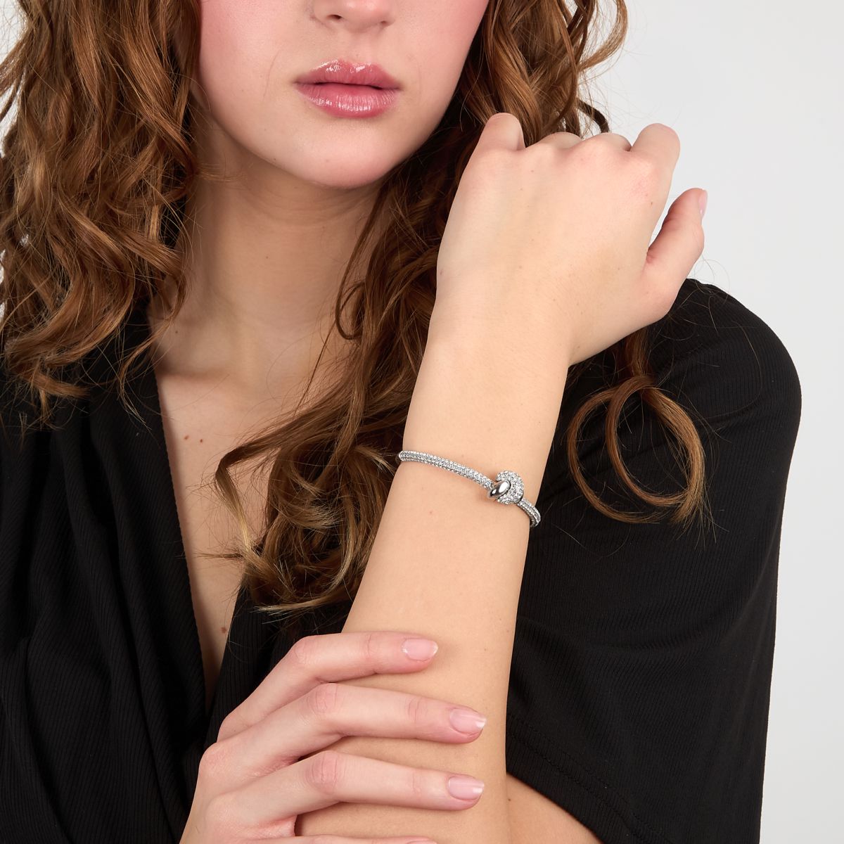 Bracciale Donna Morellato Legame Rigido in Acciaio con Nodo di Cristalli Bianchi SAZO08 - Arena Gioielli - Morellato