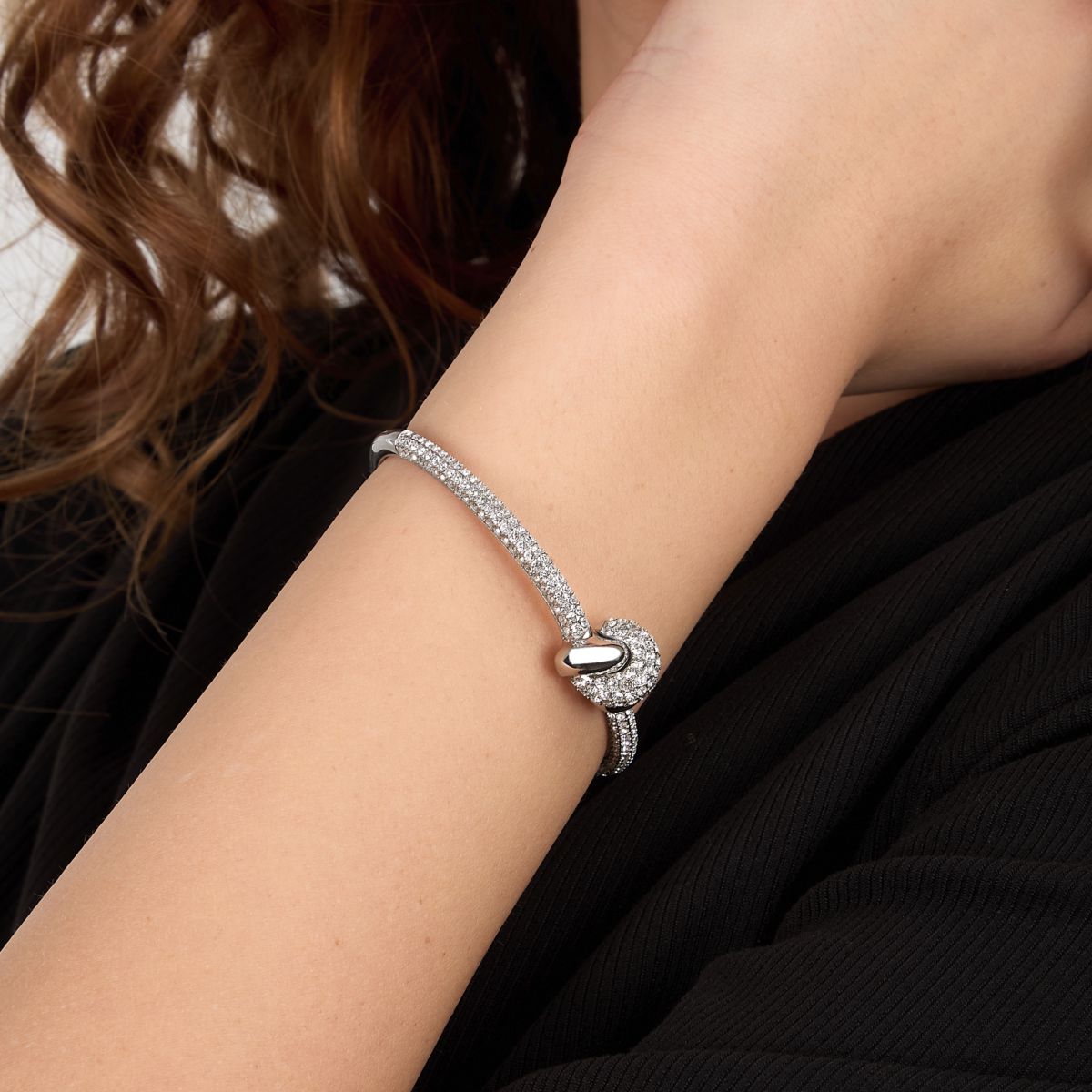 Bracciale Donna Morellato Legame Rigido in Acciaio con Nodo di Cristalli Bianchi SAZO08 - Arena Gioielli - Morellato