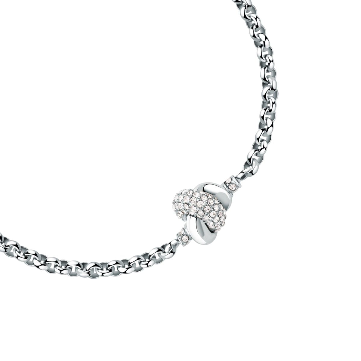 Bracciale Donna Morellato Legame a Catena in Acciaio con Nodo di Cristalli Bianchi SAZO11 - Arena Gioielli