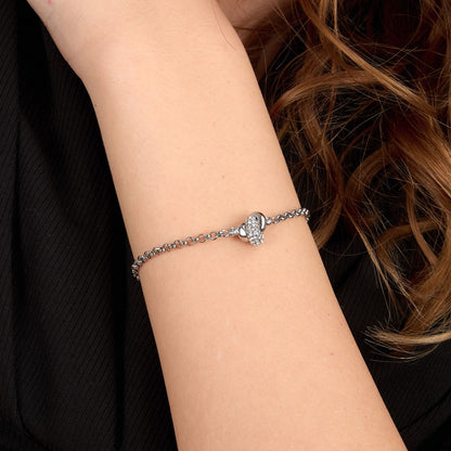 Bracciale Donna Morellato Legame a Catena in Acciaio con Nodo di Cristalli Bianchi SAZO11 - Arena Gioielli