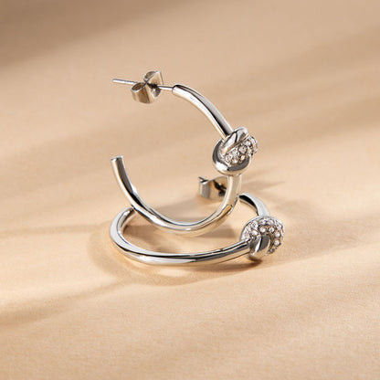 Orecchini Donna Morellato Legame SAZO12 a Cerchio in Acciaio Silver con Cristalli