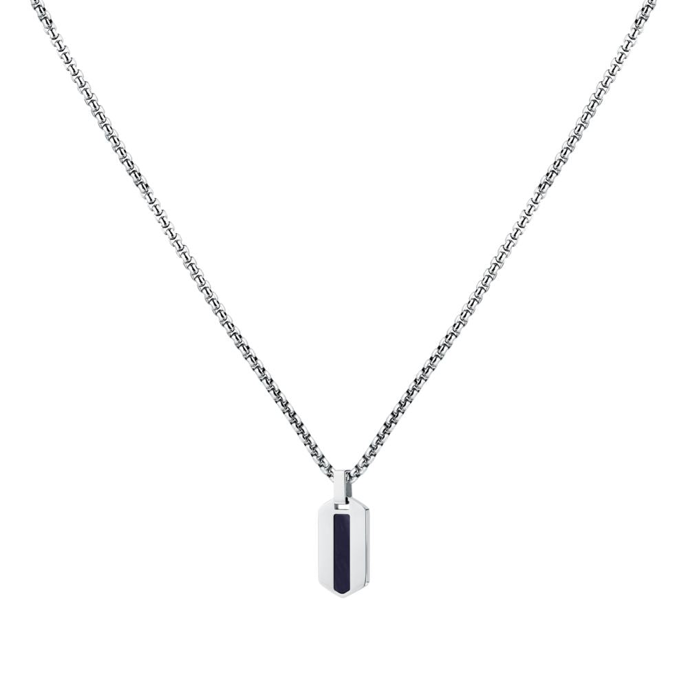 Collana Uomo Morellato Terra SBKA02 in Acciaio Silver con Pendente in Pietra Occhio di Tigre Blu 50+5 cm - Arena Gioielli - Morellato