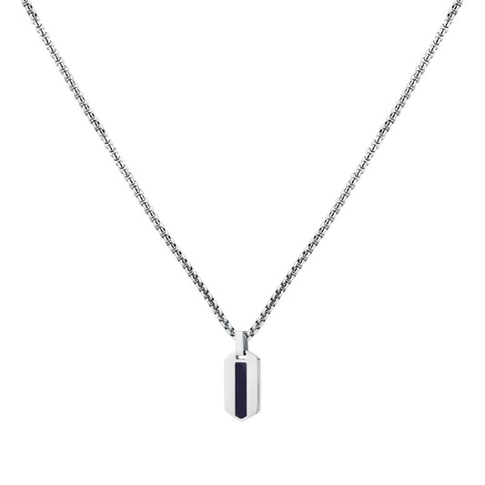 Collana Uomo Morellato Terra SBKA02 in Acciaio Silver con Pendente in Pietra Occhio di Tigre Blu 50+5 cm - Arena Gioielli - Morellato