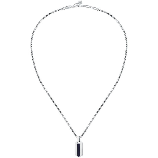 Collana Uomo Morellato Terra SBKA02 in Acciaio Silver con Pendente in Pietra Occhio di Tigre Blu 50+5 cm - Arena Gioielli - Morellato