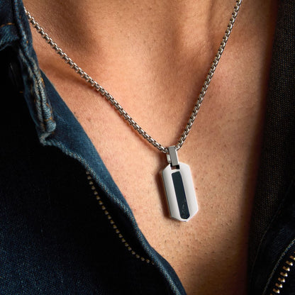 Collana Uomo Morellato Terra SBKA02 in Acciaio Silver con Pendente in Pietra Occhio di Tigre Blu 50+5 cm - Arena Gioielli
