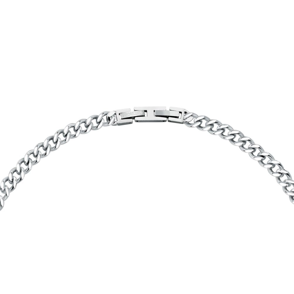 Collana Uomo Morellato Terra SBKA03 in Acciaio Silver con Maglia Chain e Inserto in Pietra Occhio di Tigre Blu 50 cm - Arena Gioielli - Morellato