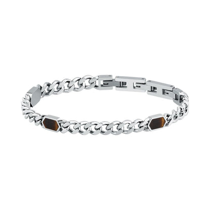 Bracciale Uomo Morellato Terra SBKA04 in Acciaio con Maglia Chain e Pietra Occhio di Tigre Marrone - Arena Gioielli