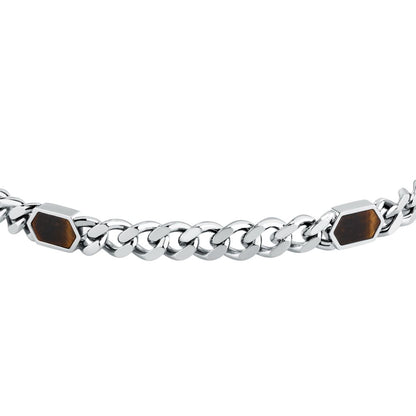 Bracciale Uomo Morellato Terra SBKA04 in Acciaio con Maglia Chain e Pietra Occhio di Tigre Marrone - Arena Gioielli