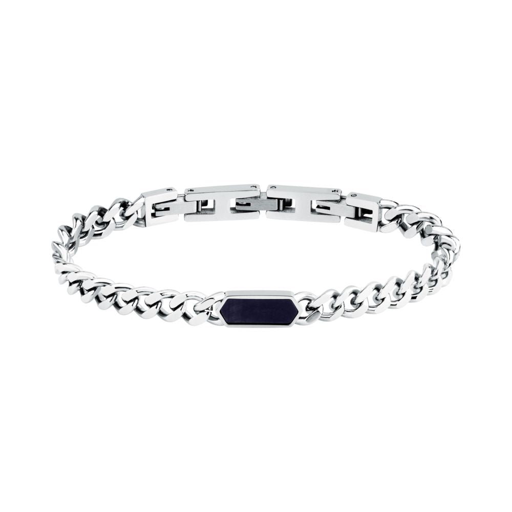 Bracciale Uomo Morellato Terra SBKA06 in Acciaio con Maglia Chain e Pietra Occhio di Tigre Blu 18,5+3 cm - Arena Gioielli