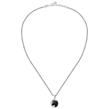 Collana Uomo Morellato Amuleti SBKA09 in Acciaio Silver e Nero con Pendente Simbolo Lupo 50+5 cm - Arena Gioielli