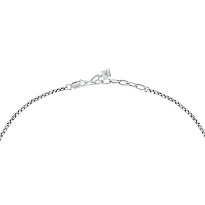 Collana Uomo Morellato Amuleti SBKA09 in Acciaio Silver e Nero con Pendente Simbolo Lupo 50+5 cm - Arena Gioielli