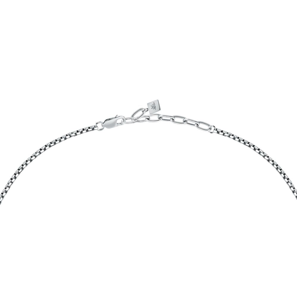 Collana Uomo Morellato Amuleti SBKA09 in Acciaio Silver e Nero con Pendente Simbolo Lupo 50+5 cm - Arena Gioielli