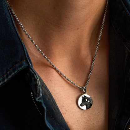 Collana Uomo Morellato Amuleti SBKA09 in Acciaio Silver e Nero con Pendente Simbolo Lupo 50+5 cm - Arena Gioielli