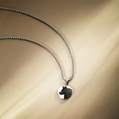 Collana Uomo Morellato Amuleti SBKA09 in Acciaio Silver e Nero con Pendente Simbolo Lupo 50+5 cm - Arena Gioielli