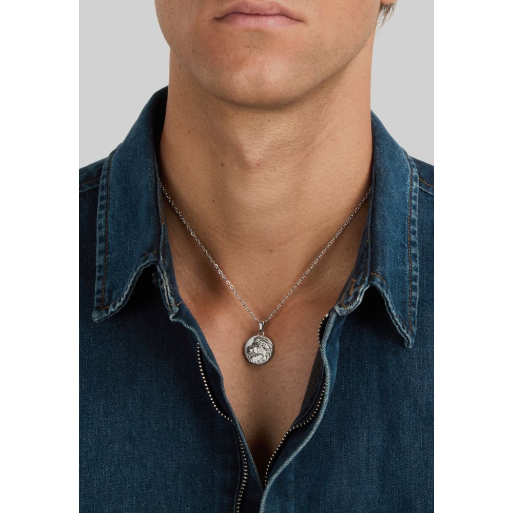 Collana Uomo Morellato Amuleti SBKA10 in Acciaio Silver con Pendente Simbolo Leone 50+5 cm - Arena Gioielli
